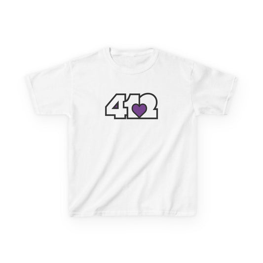 412 Kids Cotton Tee - Purple Heart, White Logo