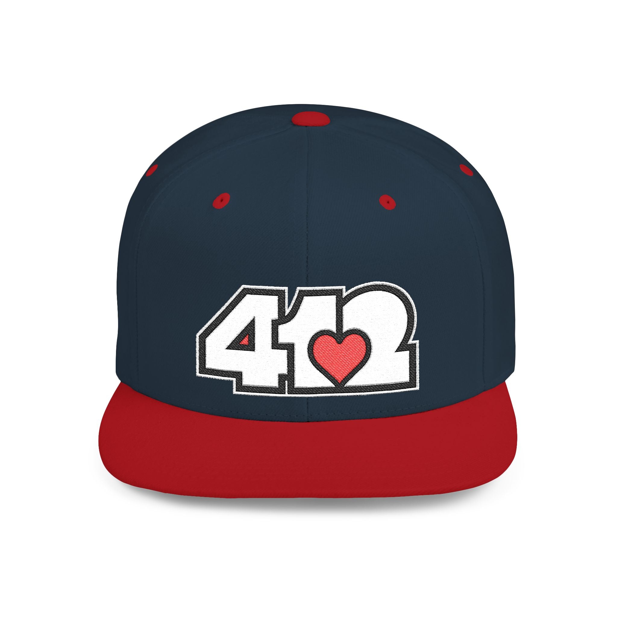 Pittsburgh 412 White & Red Embroidered Flat Bill Snapback Hat
