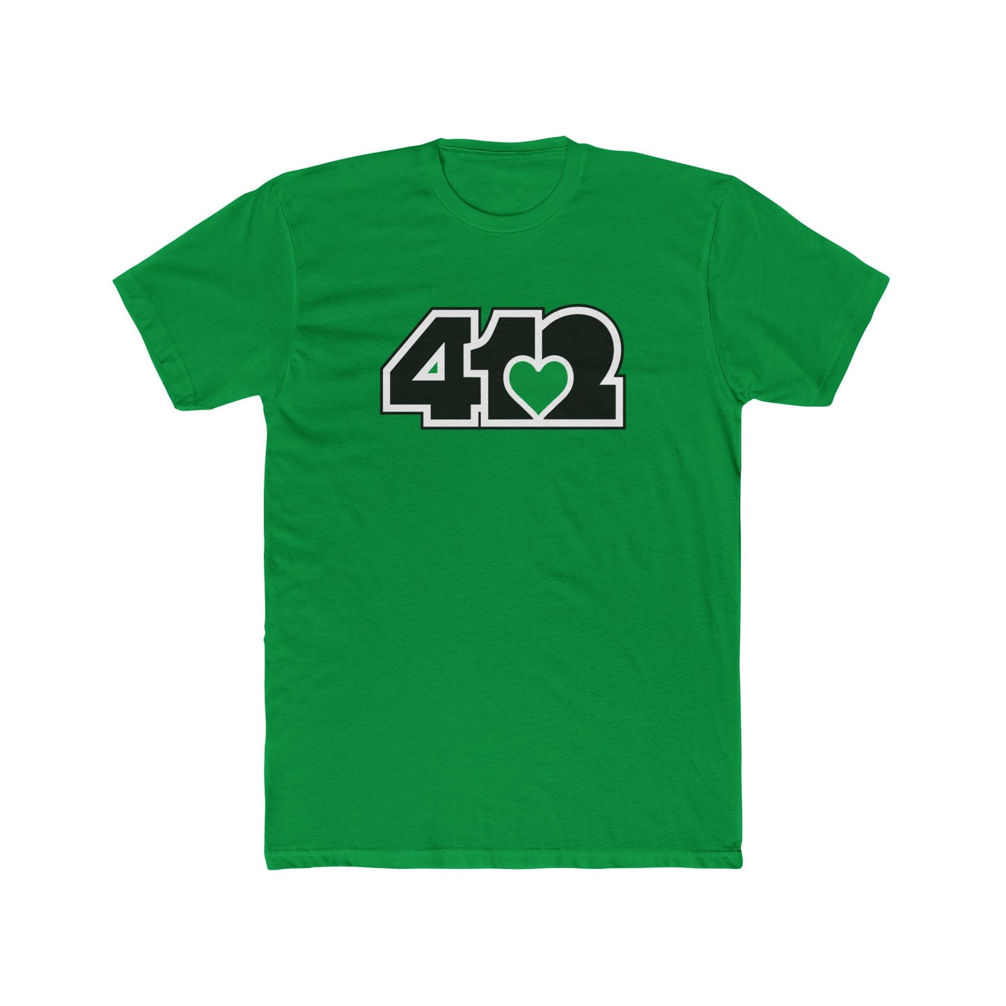 412 Contoured Fit Tee - Green Heart, Black Logo