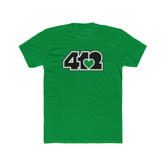412 Contoured Fit Tee - Green Heart, Black Logo