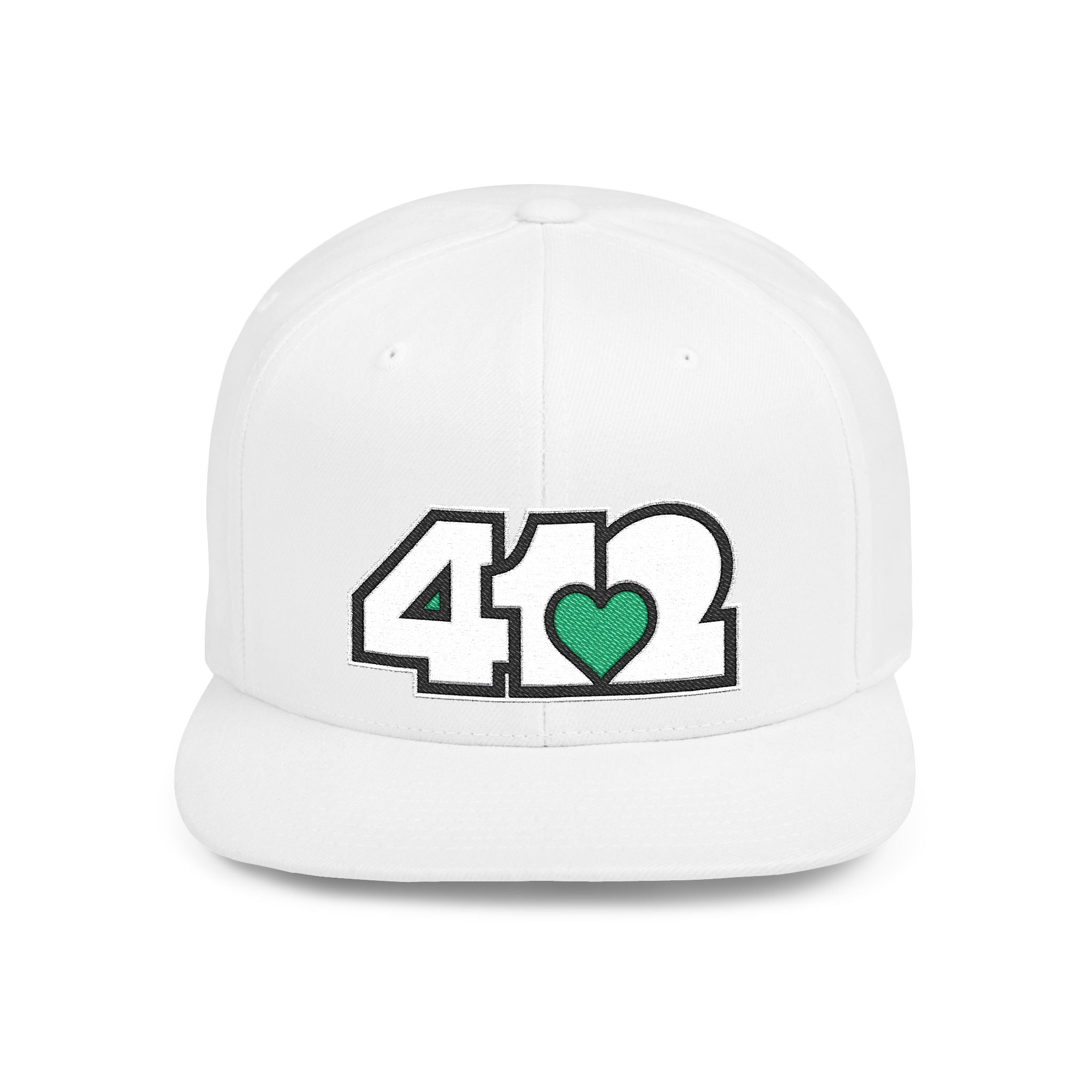 Pittsburgh 412 White & Green Embroidered Flat Bill Snapback Hat