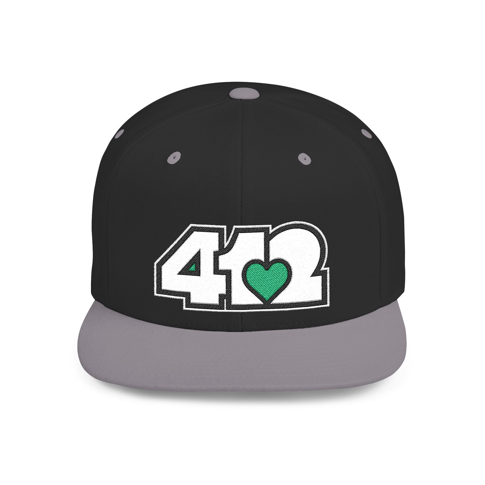 Pittsburgh 412 White & Green Embroidered Flat Bill Snapback Hat