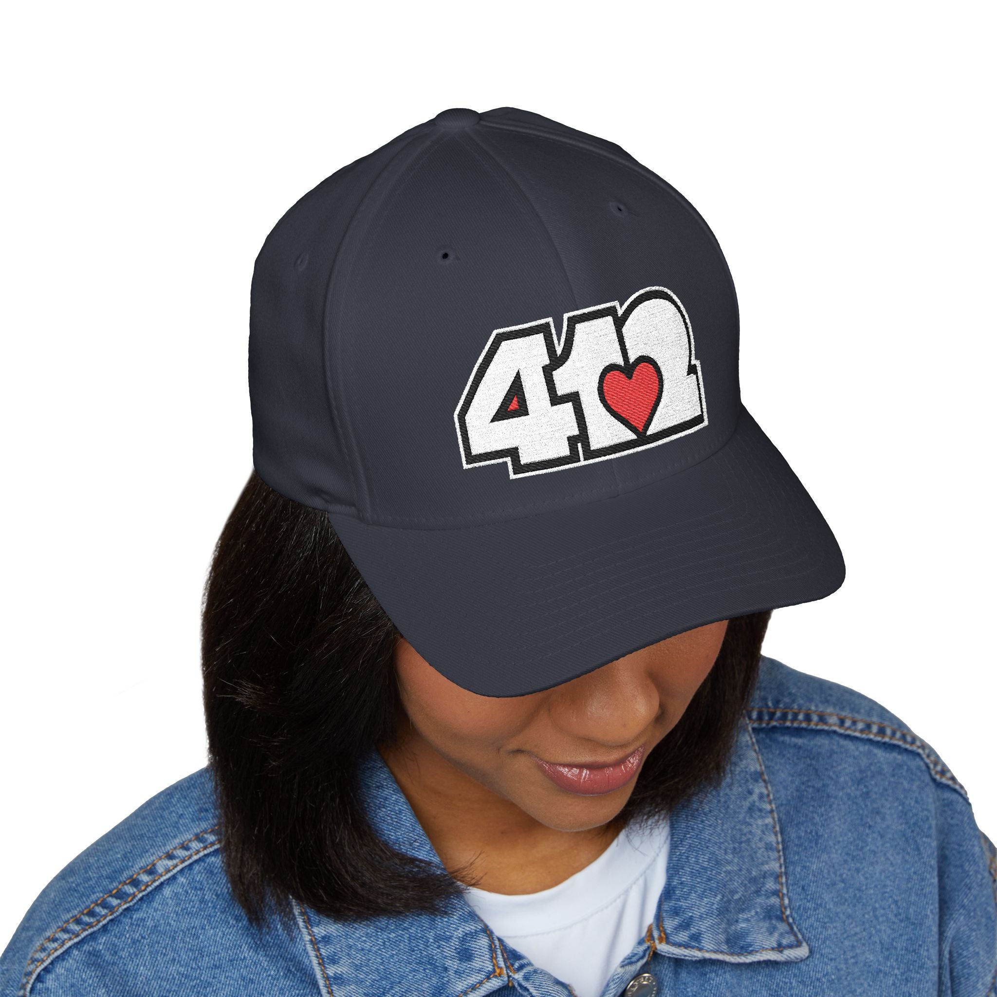 Pittsburgh 412 White Red Embroidered Stretch Fit Hat