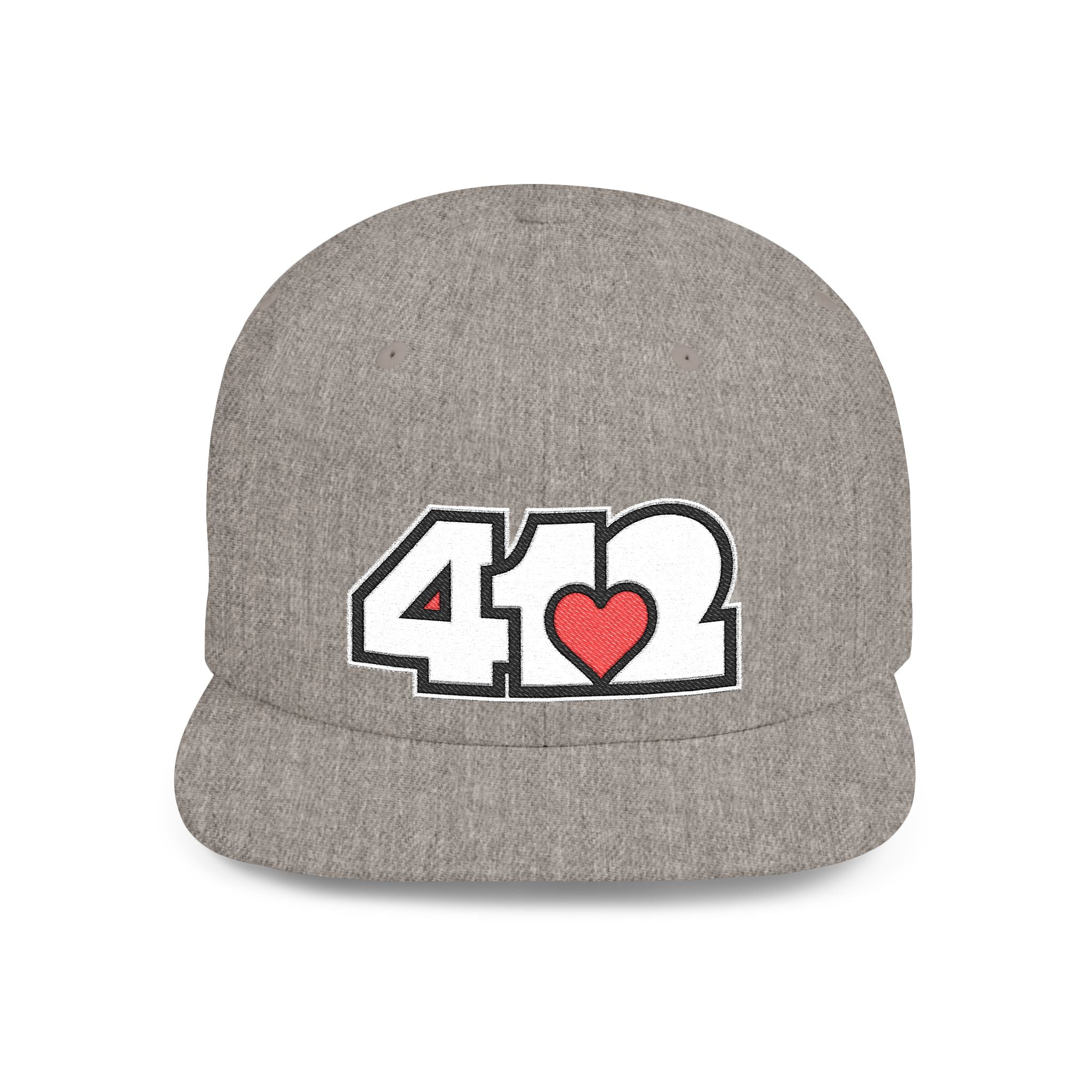 Pittsburgh 412 White & Red Embroidered Flat Bill Snapback Hat