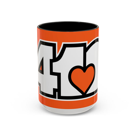 412 Collectible Mug - Orange Heart, White Logo