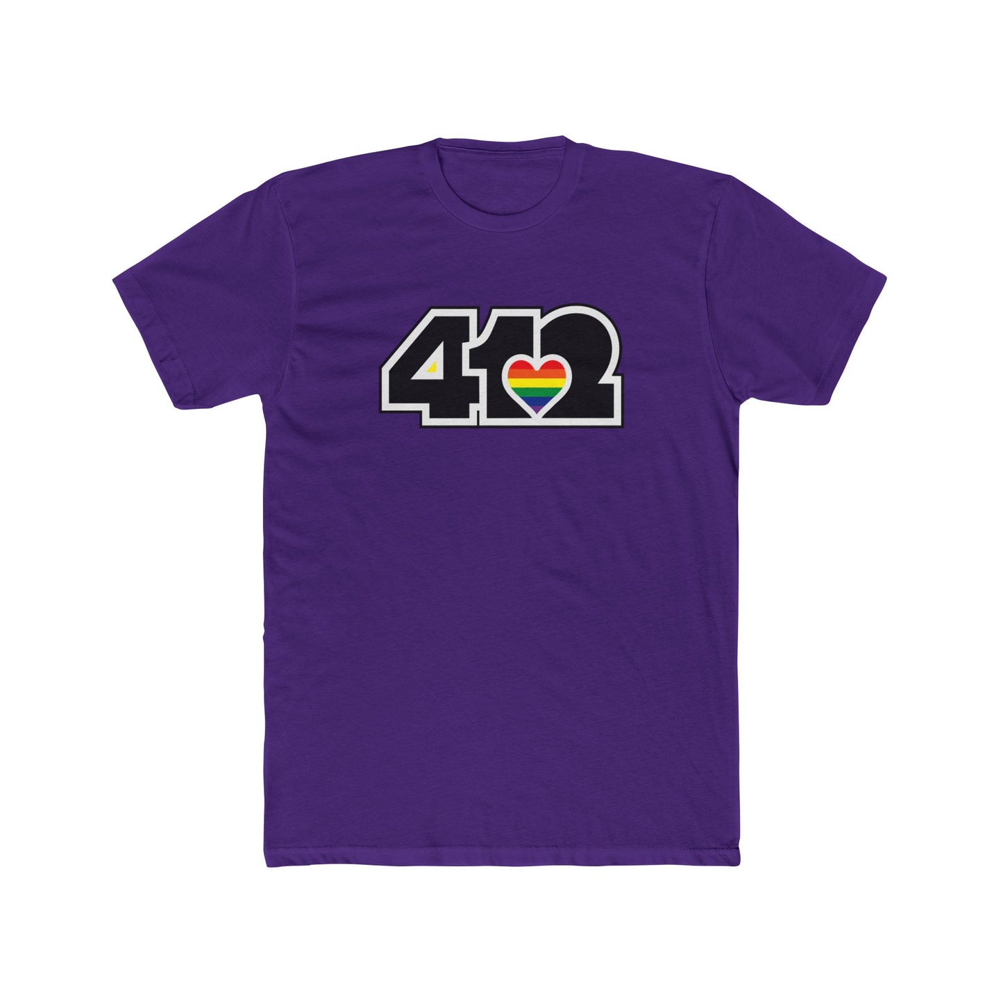 412 Contoured Fit Tee - Rainbow Heart, Black Logo