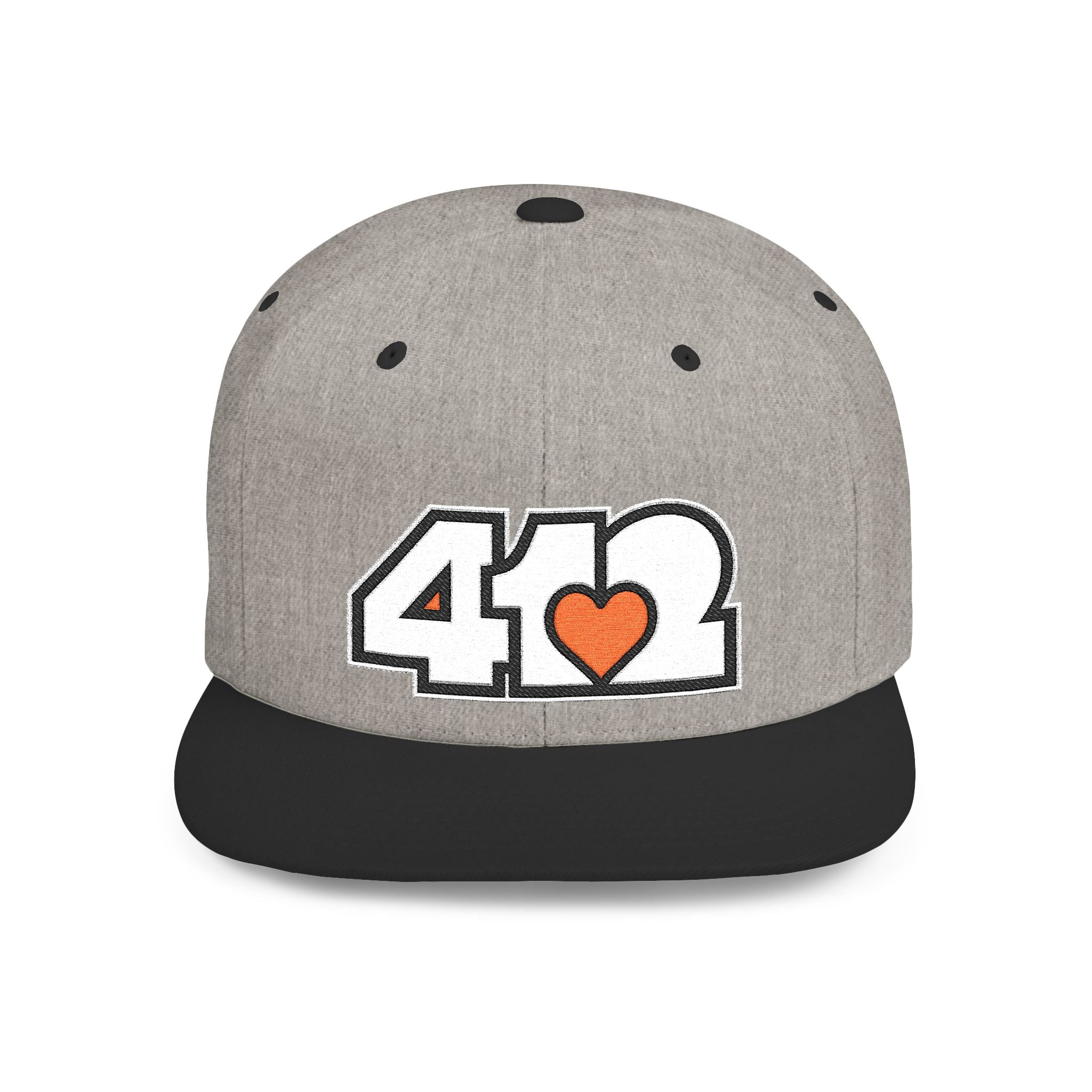 Pittsburgh 412 White & Orange Embroidered Flat Bill Snapback Hat