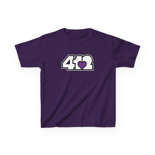 412 Kids Cotton Tee - Purple Heart, White Logo