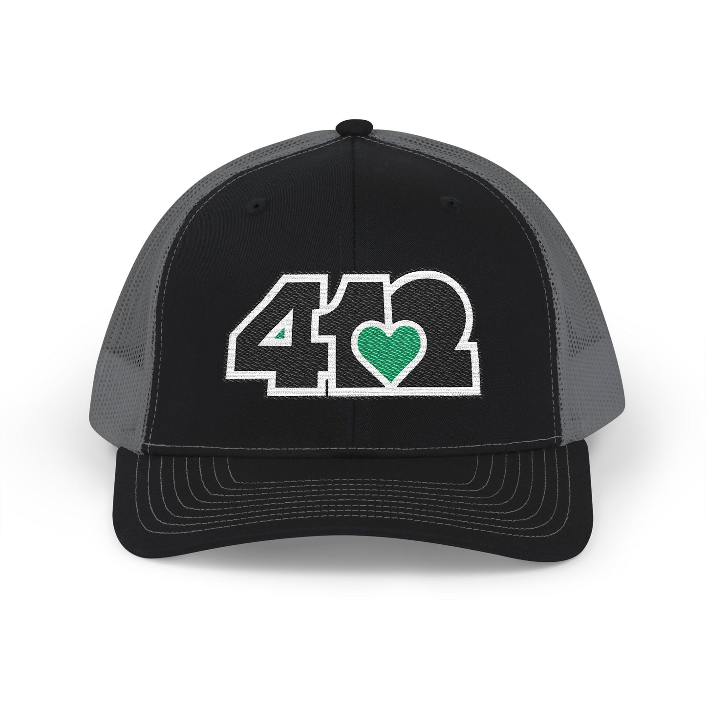 412 Snapback Crown – Embroidered Green Heart, Black Logo