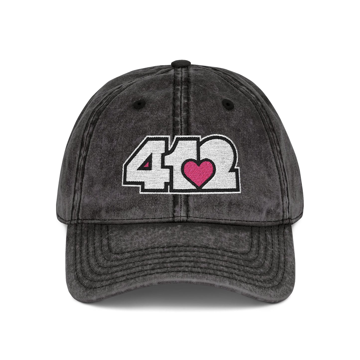 412 Vintage Crown – Embroidered Pink Heart, White Logo