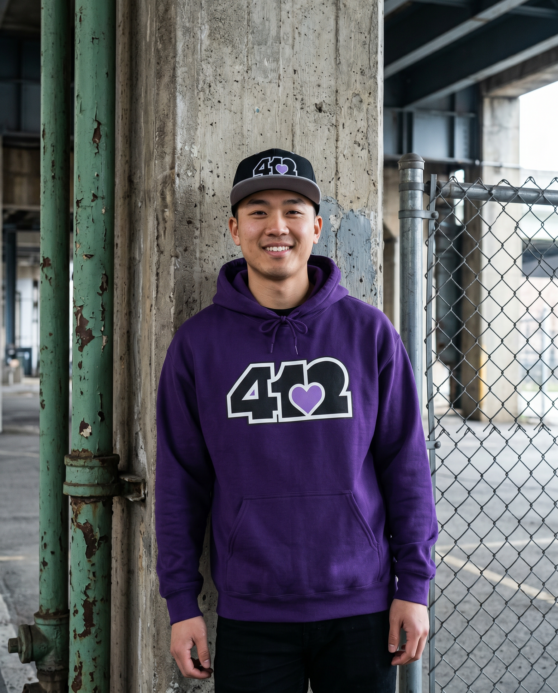 Pittsburgh 412 Black & Purple Embroidered Flat Bill Snapback Hat