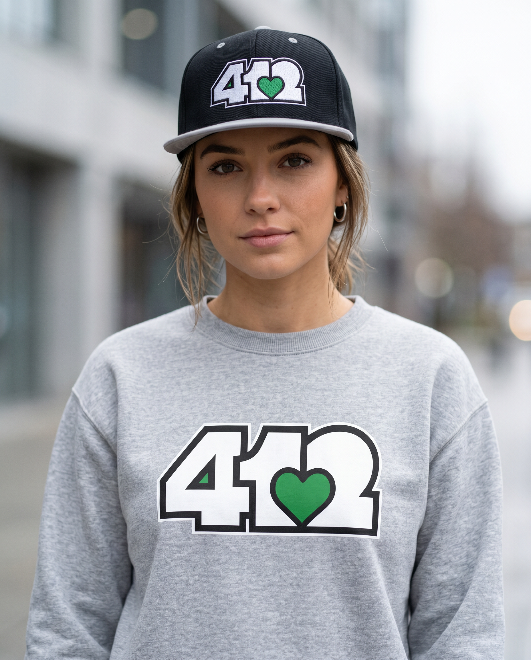 Pittsburgh 412 White & Green Embroidered Flat Bill Snapback Hat