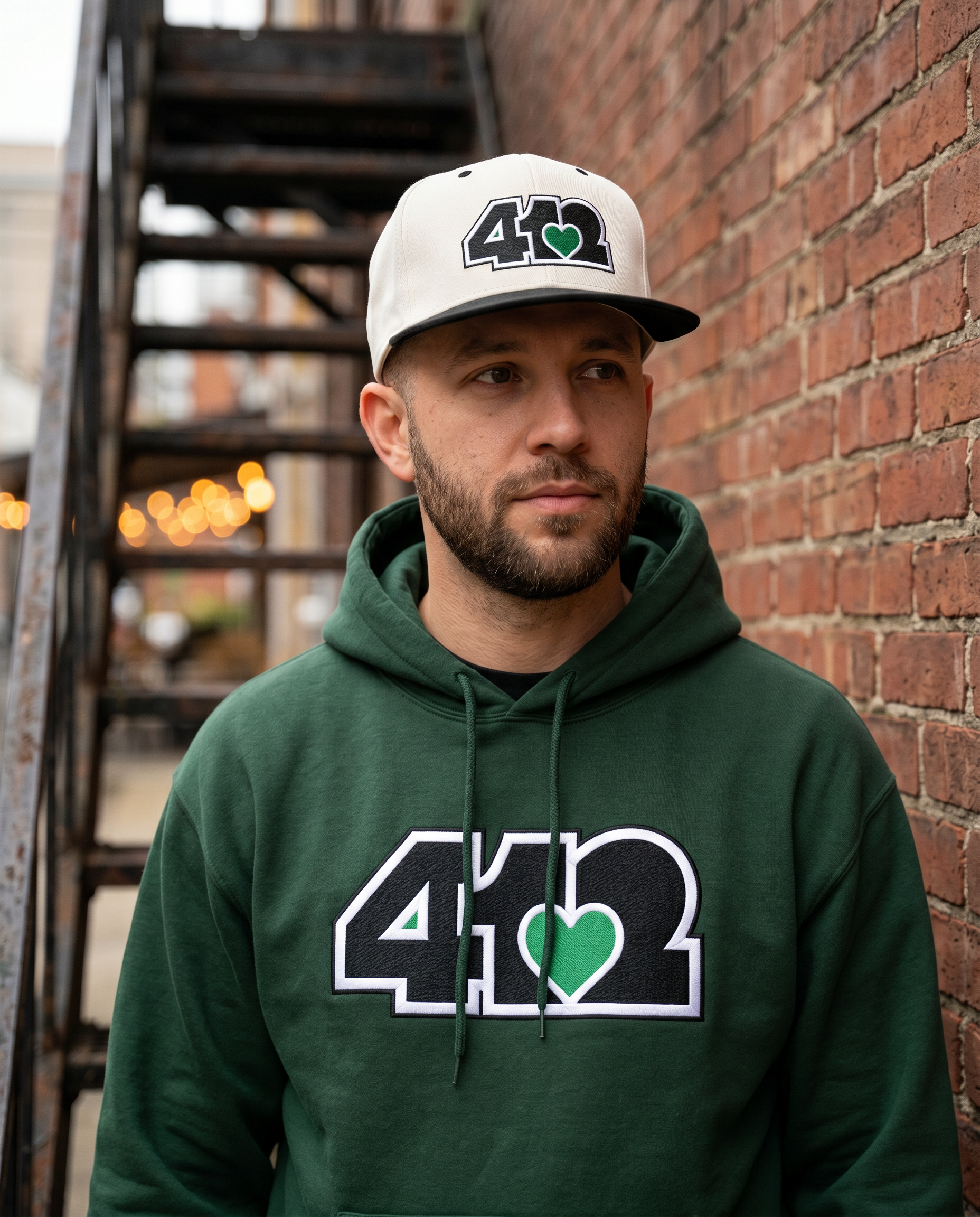 Pittsburgh 412 Black & Green Embroidered Flat Bill Snapback Hat