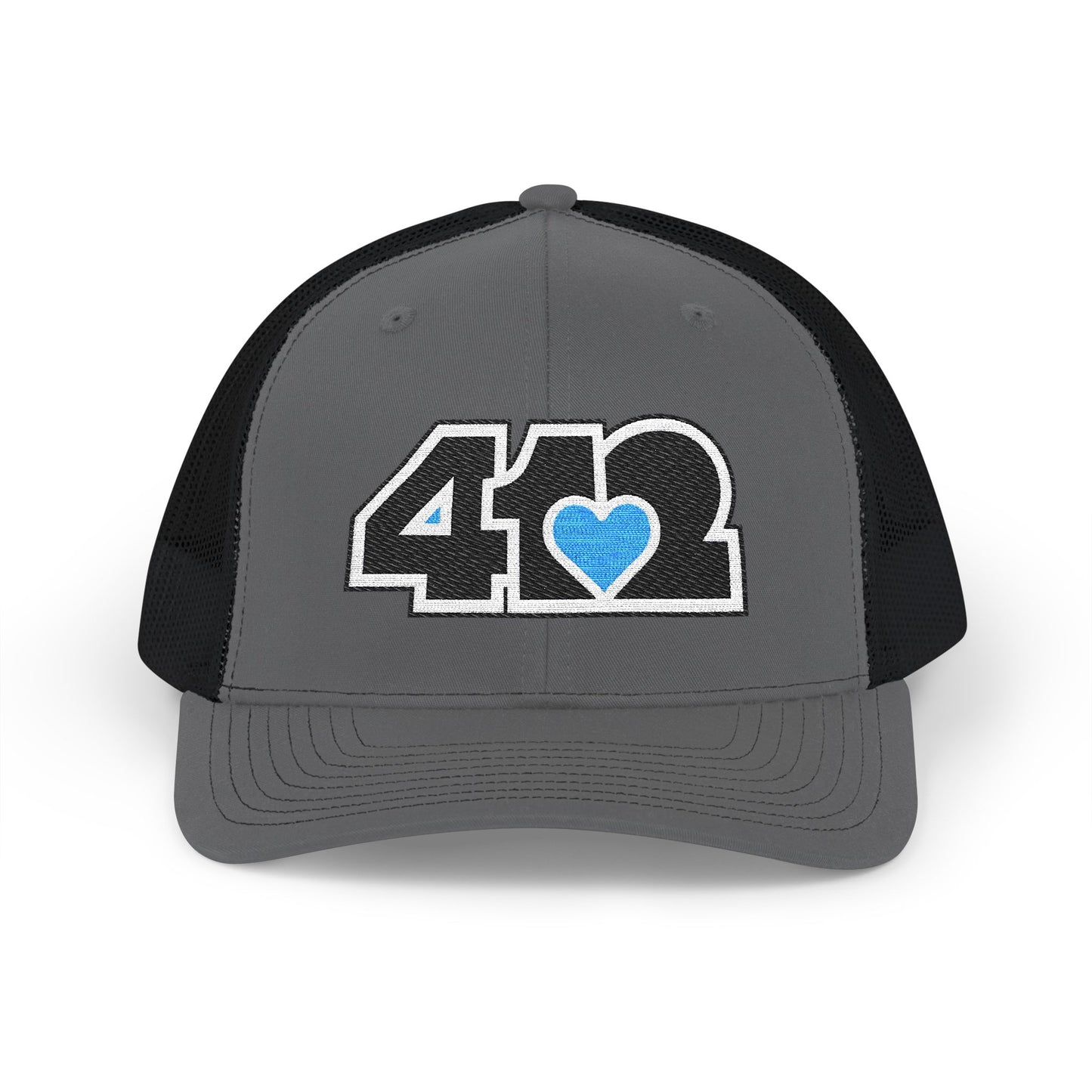 412 Snapback Crown – Embroidered Blue Heart Heart, Black Logo