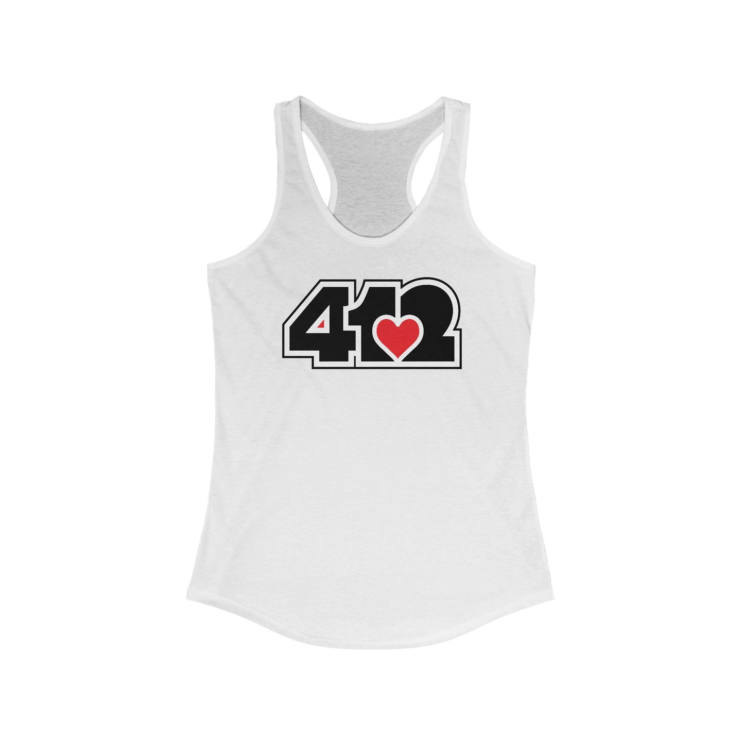 412 Women's Racerback Tank Top - Red Heart, Black Logo