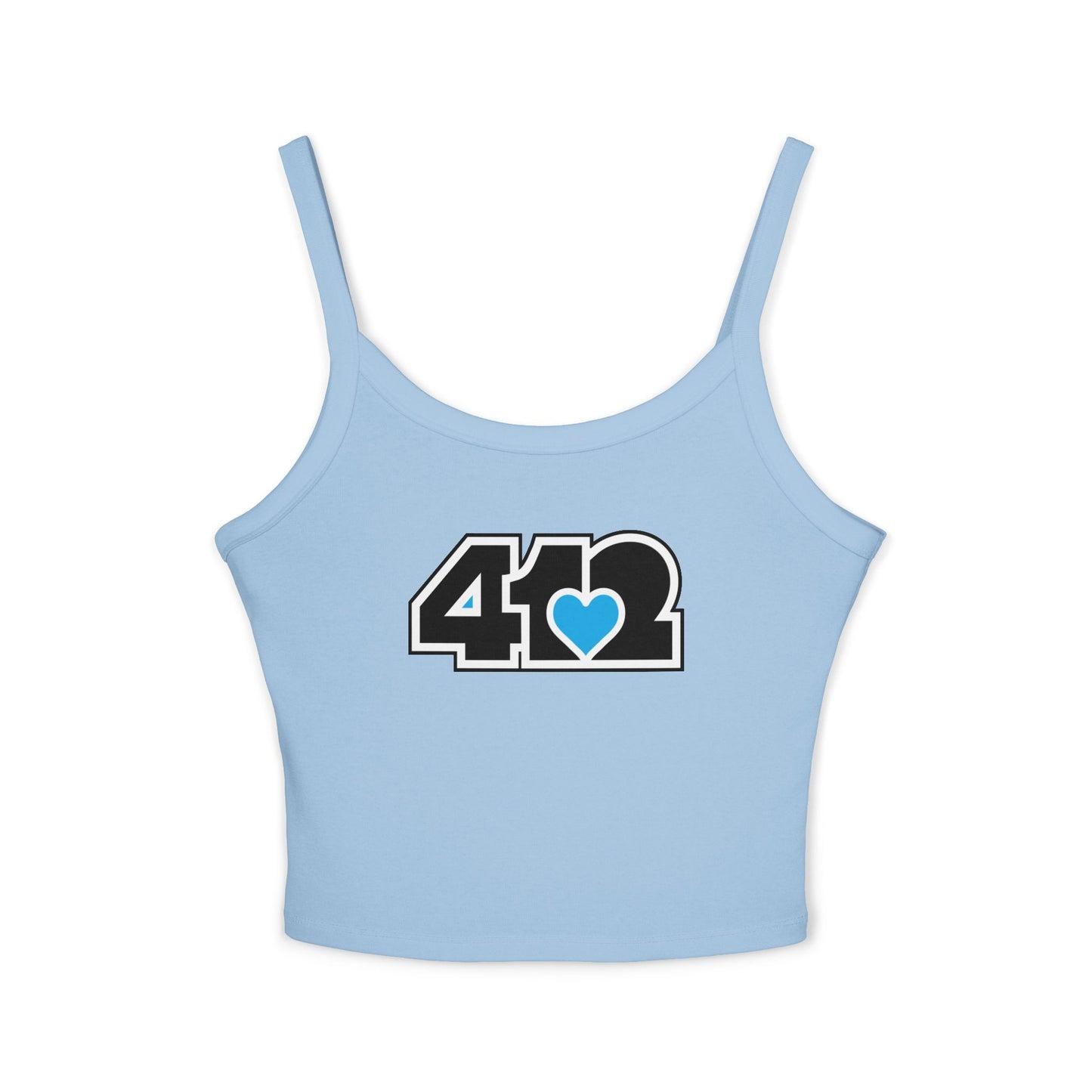 412 Women’s Camisole – Blue Heart, Black Logo