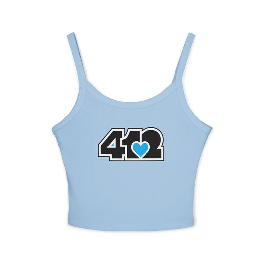 412 Women’s Camisole – Blue Heart, Black Logo