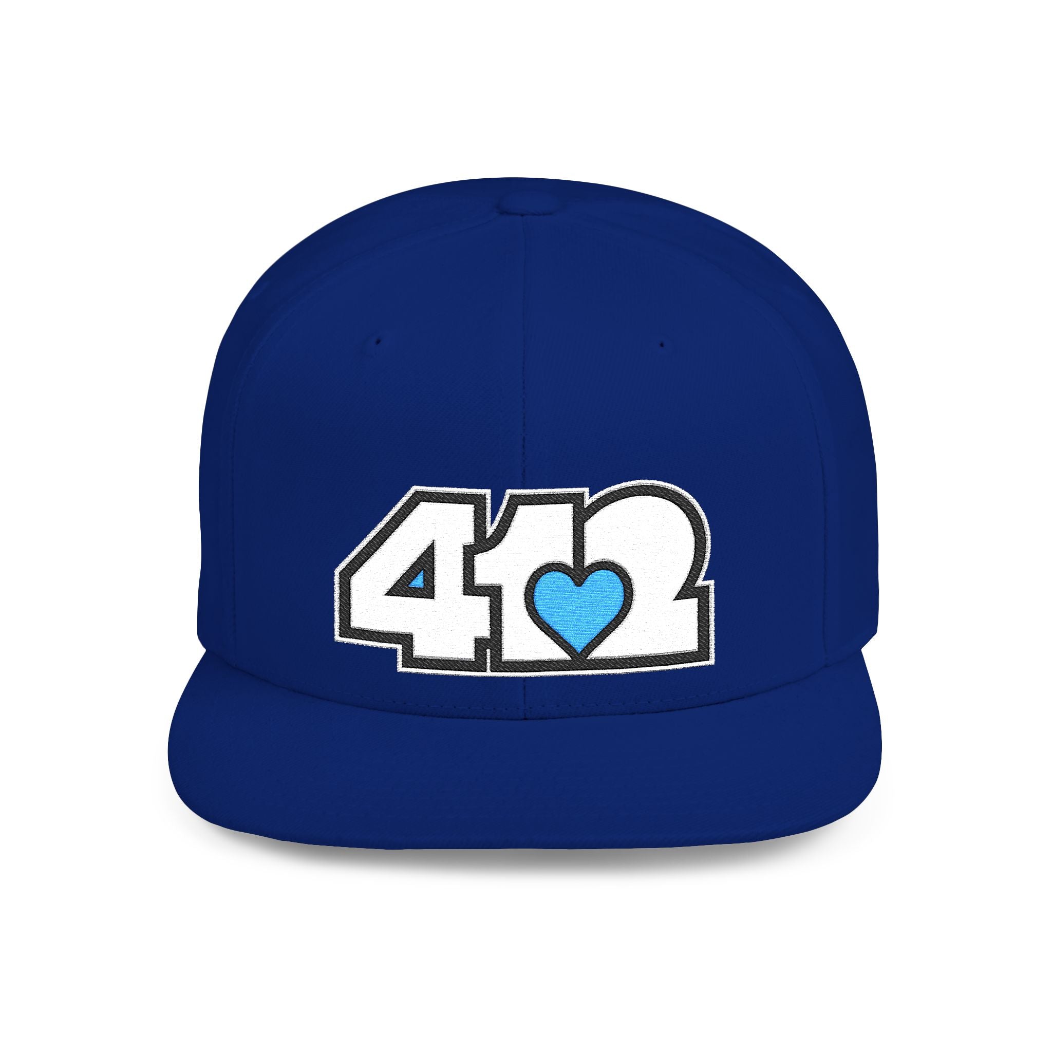 Pittsburgh 412 White & Blue Embroidered Flat Bill Snapback Hat