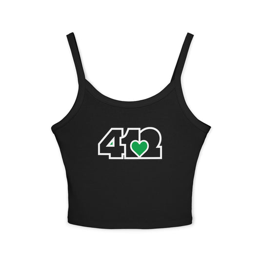 412 Women’s Camisole – Green Heart, Black Logo