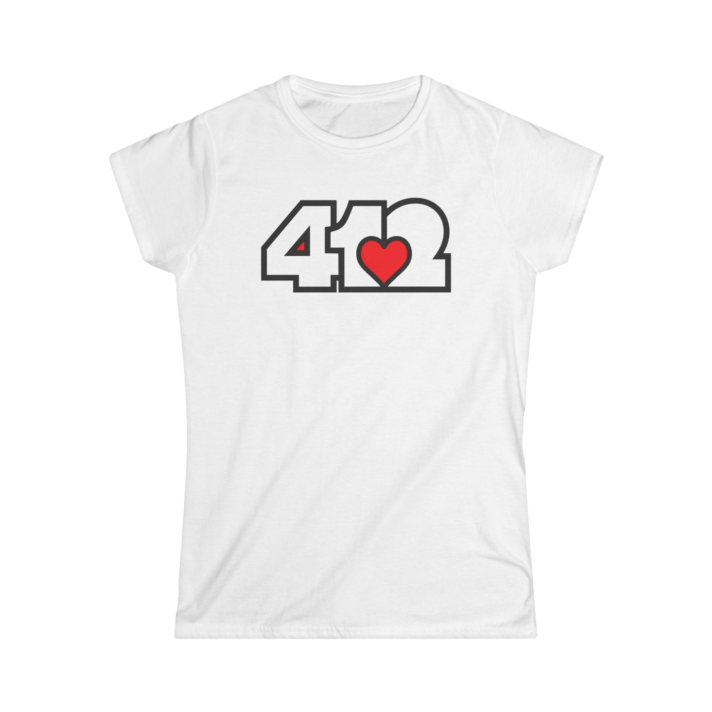 412 Women's Softstyle Tee - Red Heart, White Logo