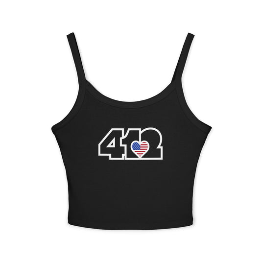 412 Women’s Camisole – Stars & Stripes Heart, Black Logo