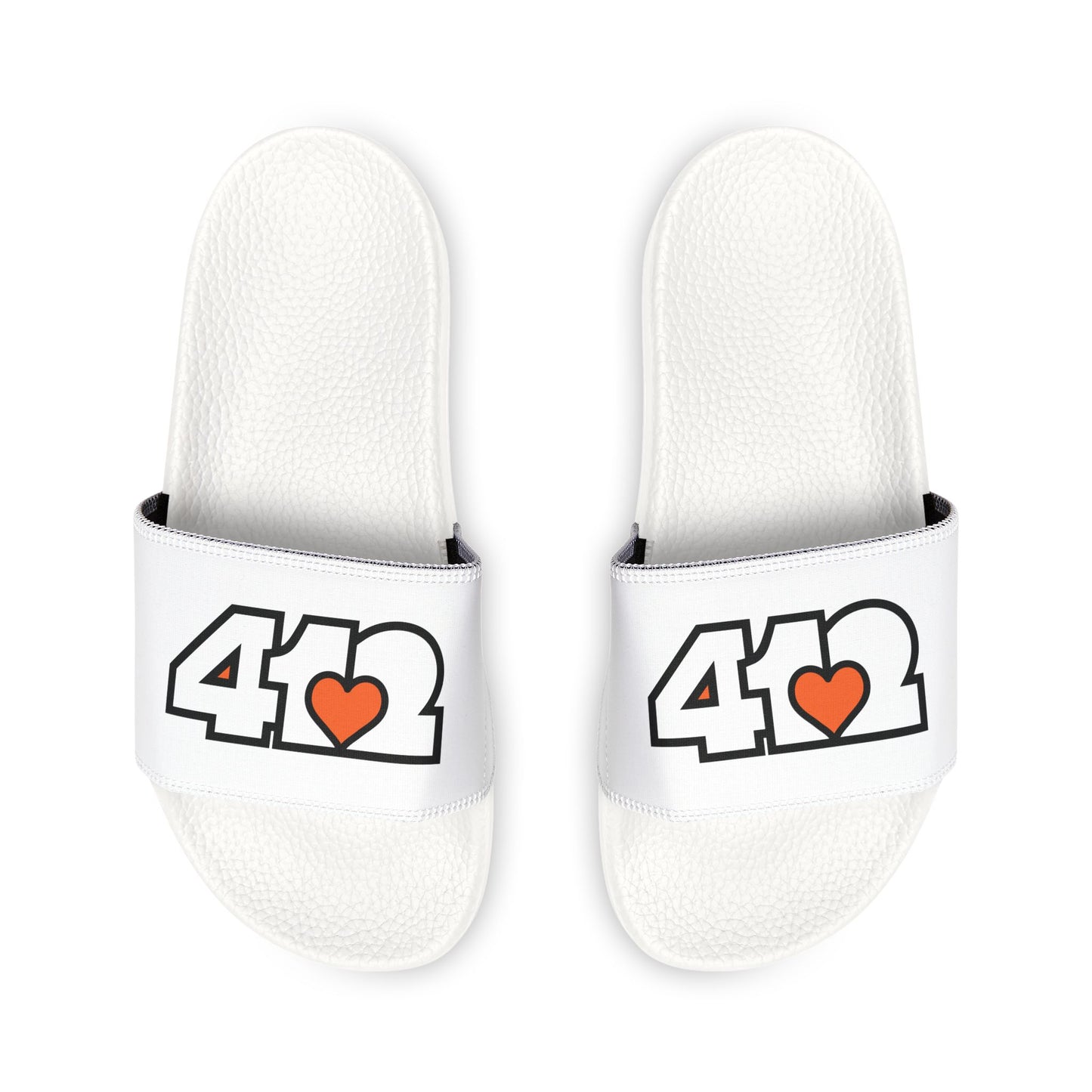 412 Men's Slides - Orange Heart, White Logo
