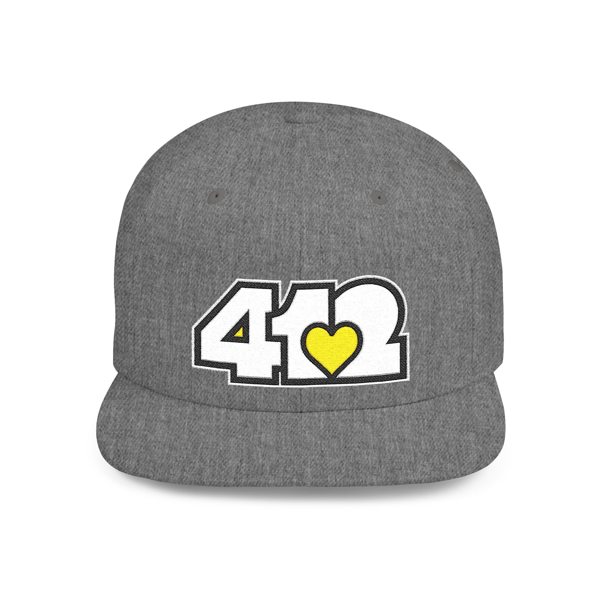 Pittsburgh 412 White & Yellow Embroidered Flat Bill Snapback Hat