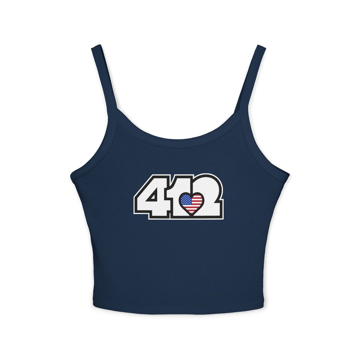412 Women’s Camisole – Stars & Stripes Heart, White Logo