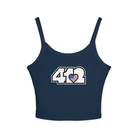 412 Women’s Camisole – Stars & Stripes Heart, White Logo