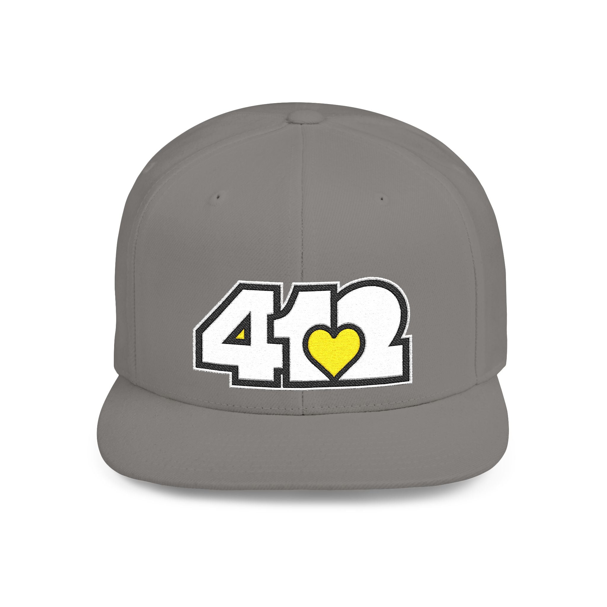 Pittsburgh 412 White & Yellow Embroidered Flat Bill Snapback Hat