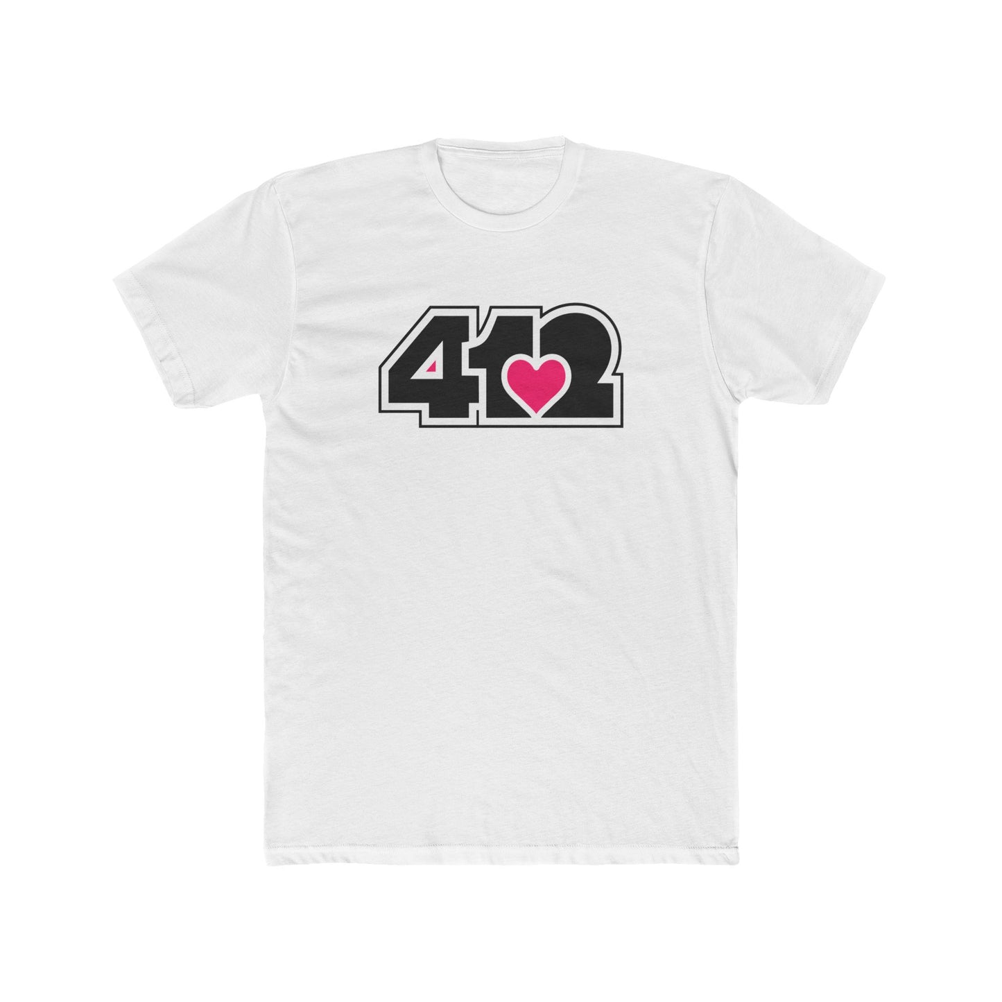 412 Contoured Fit Tee - Pink Heart, Black Logo
