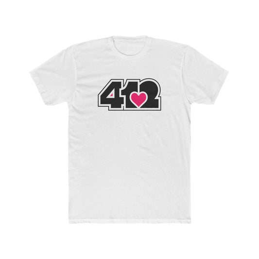 412 Contoured Fit Tee - Pink Heart, Black Logo