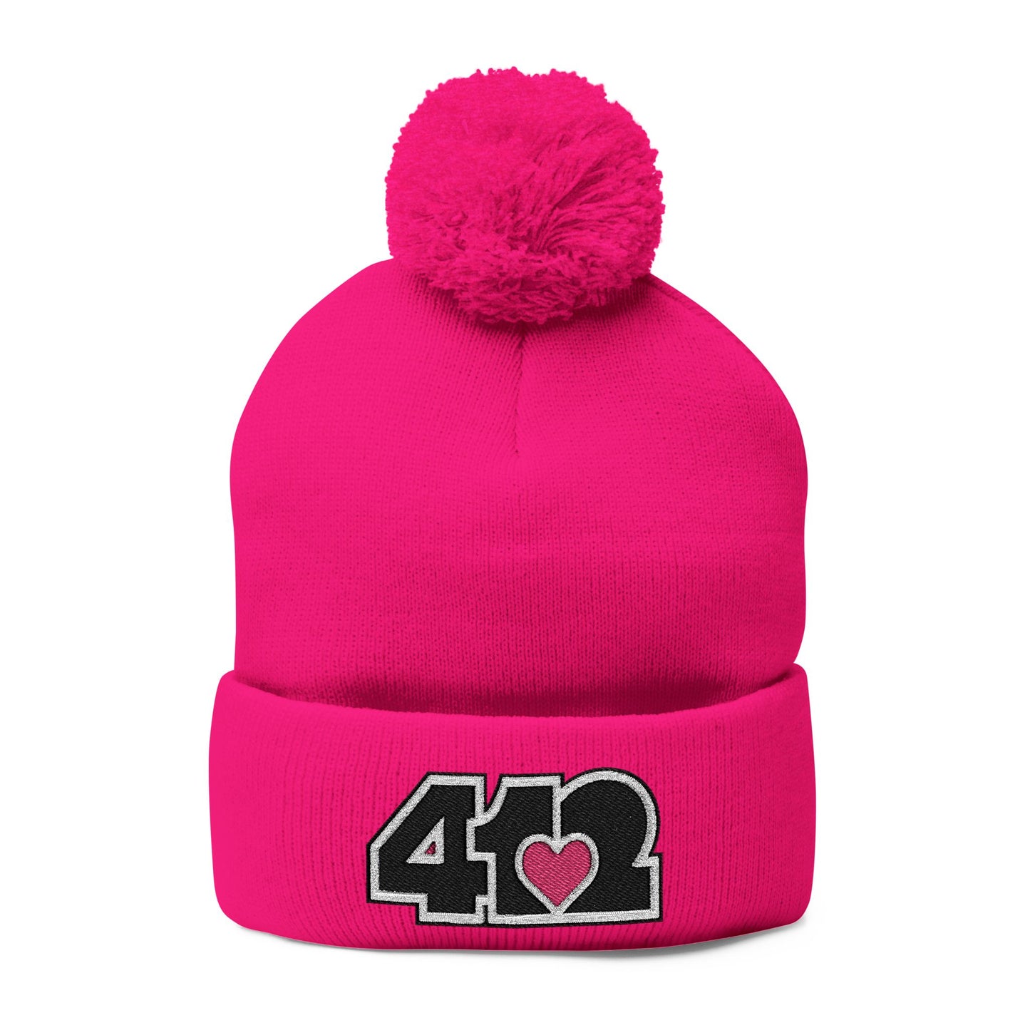 412 Bobble Crown - Embroidered Pink Heart, Black Logo