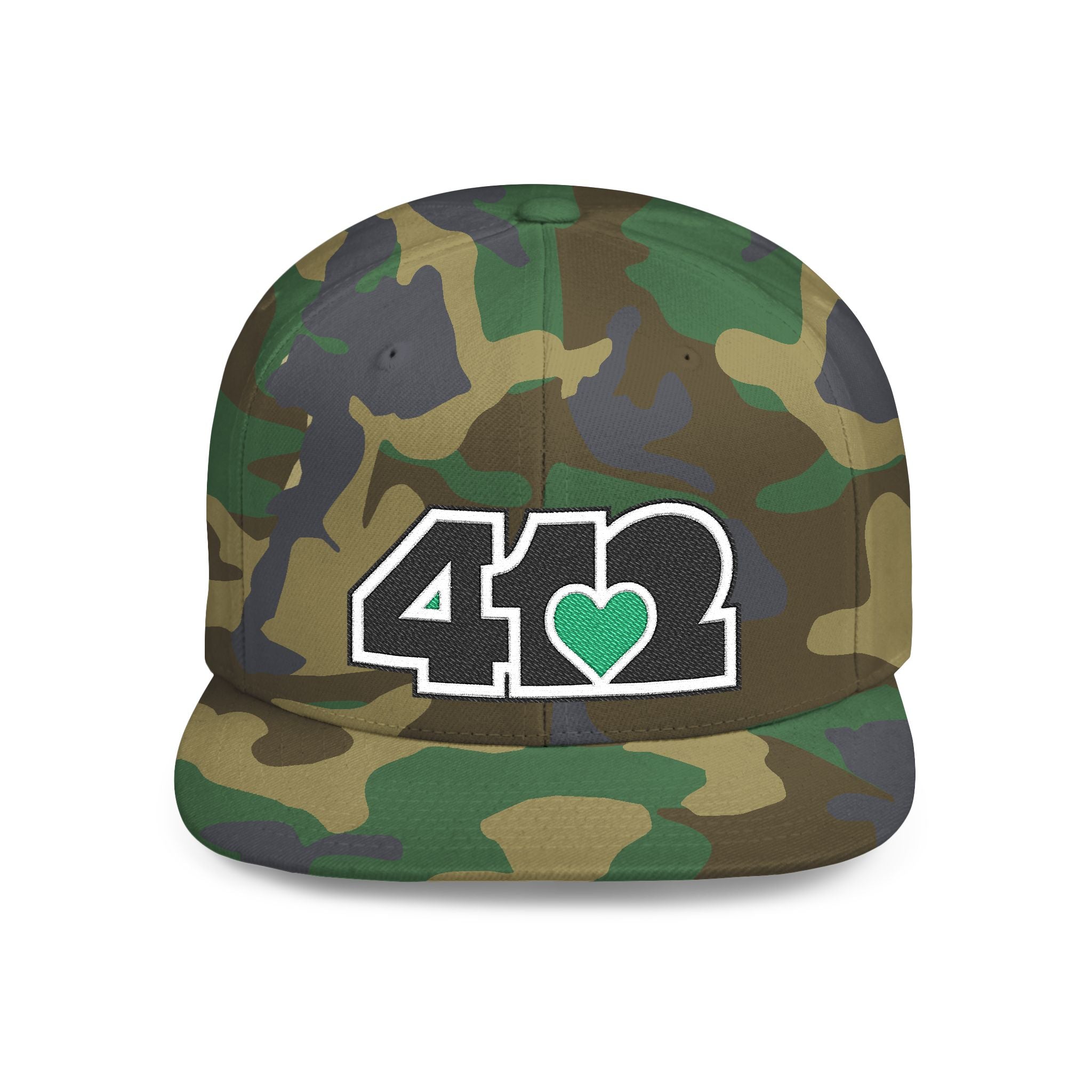 Pittsburgh 412 Black & Green Embroidered Flat Bill Snapback Hat