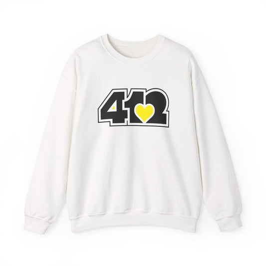412 Crew Neck Sweatshirt  - Yellow Heart, Black Logo