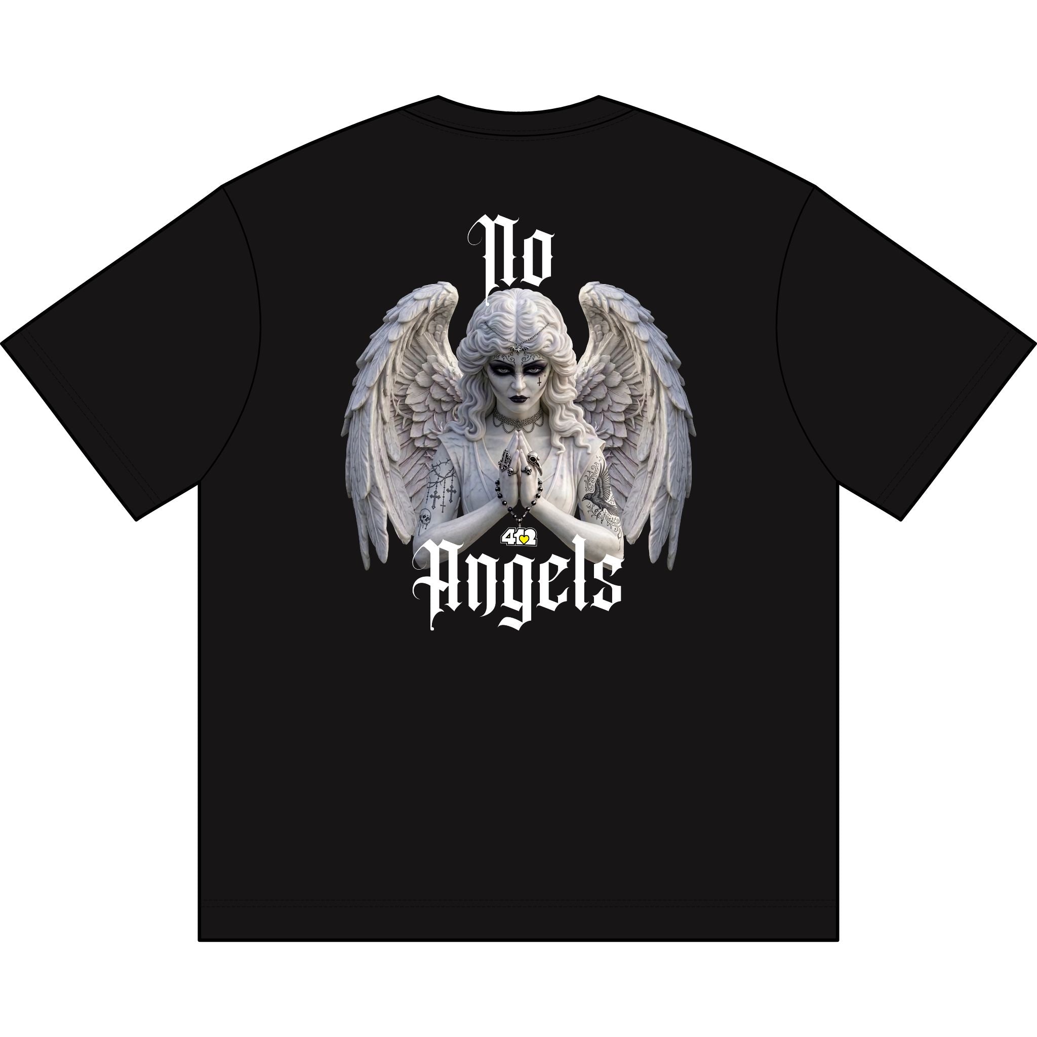 No Angels — Angelic Statue Streetwear Oversized Tee