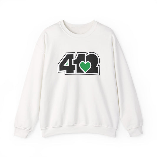 412 Crew Neck Sweatshirt  - Green Heart, Black Logo