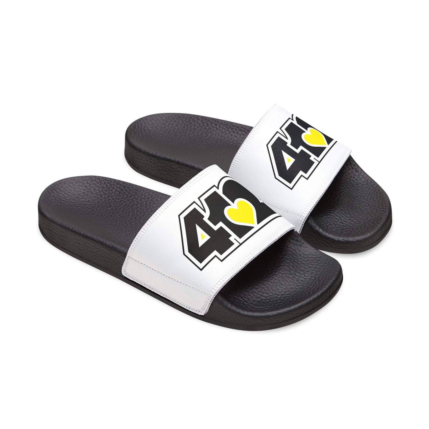 412 Men's Slides - Black Logo, Yellow Heart