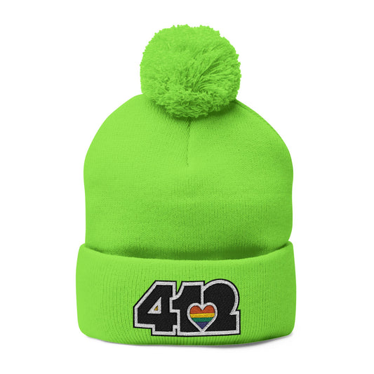 412 Bobble Crown - Embroidered Rainbow Heart, Black Logo