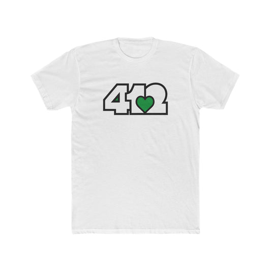 412 Contoured Fit Tee - Green Heart, White Logo