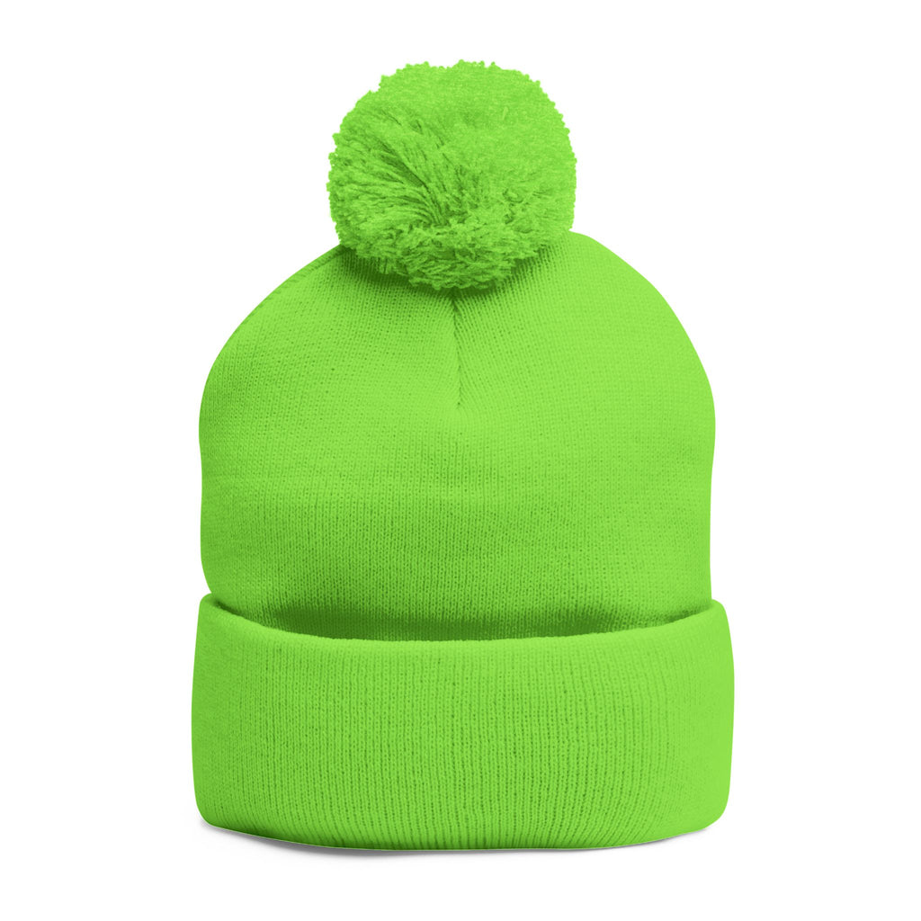 Pittsburgh 412 White Green Heart Embroidered Pom Beanie