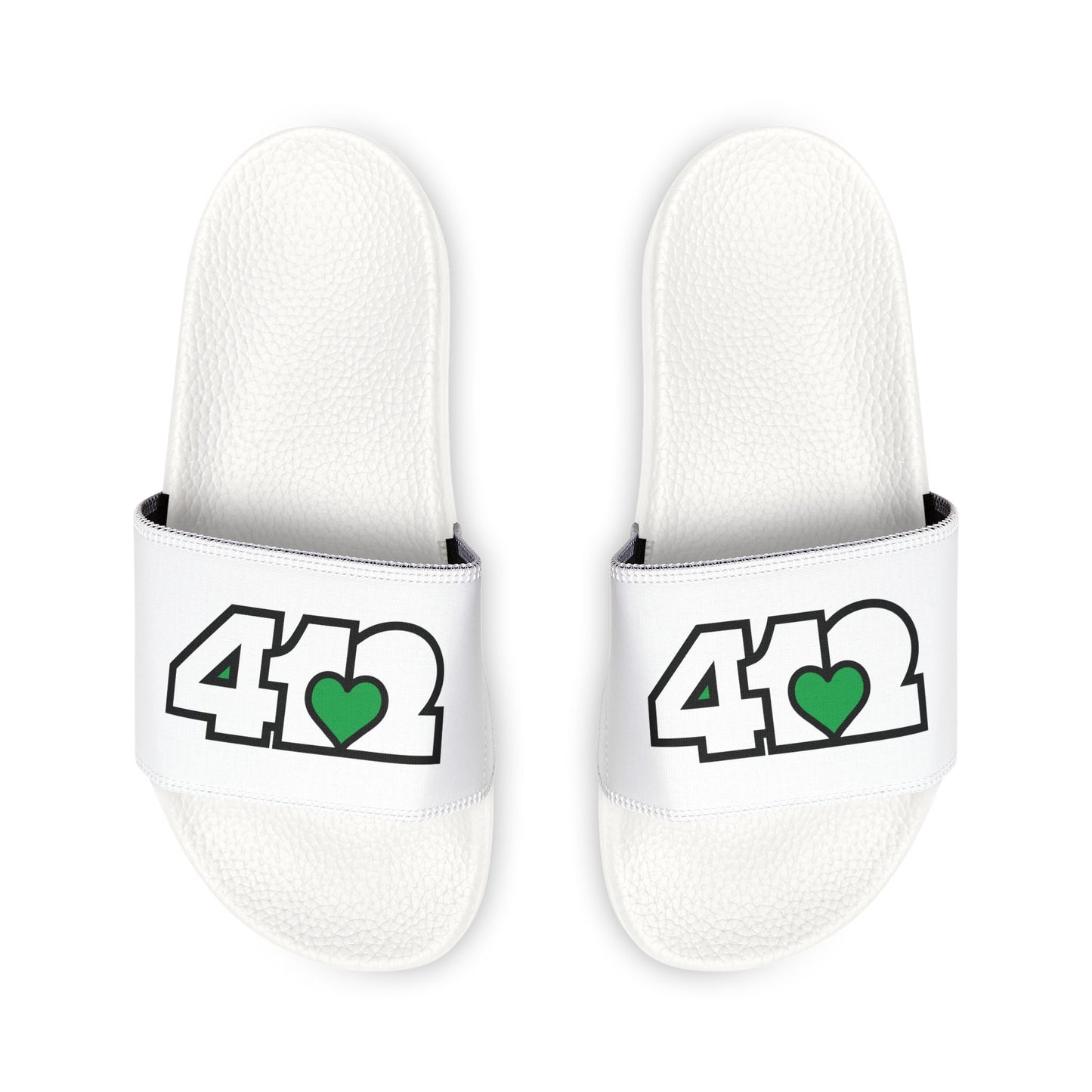 412 Men's Slides - Green Heart, White Logo