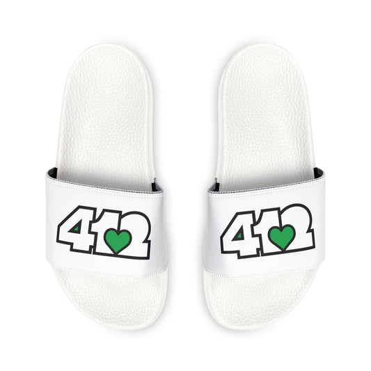 412 Men's Slides - Green Heart, White Logo
