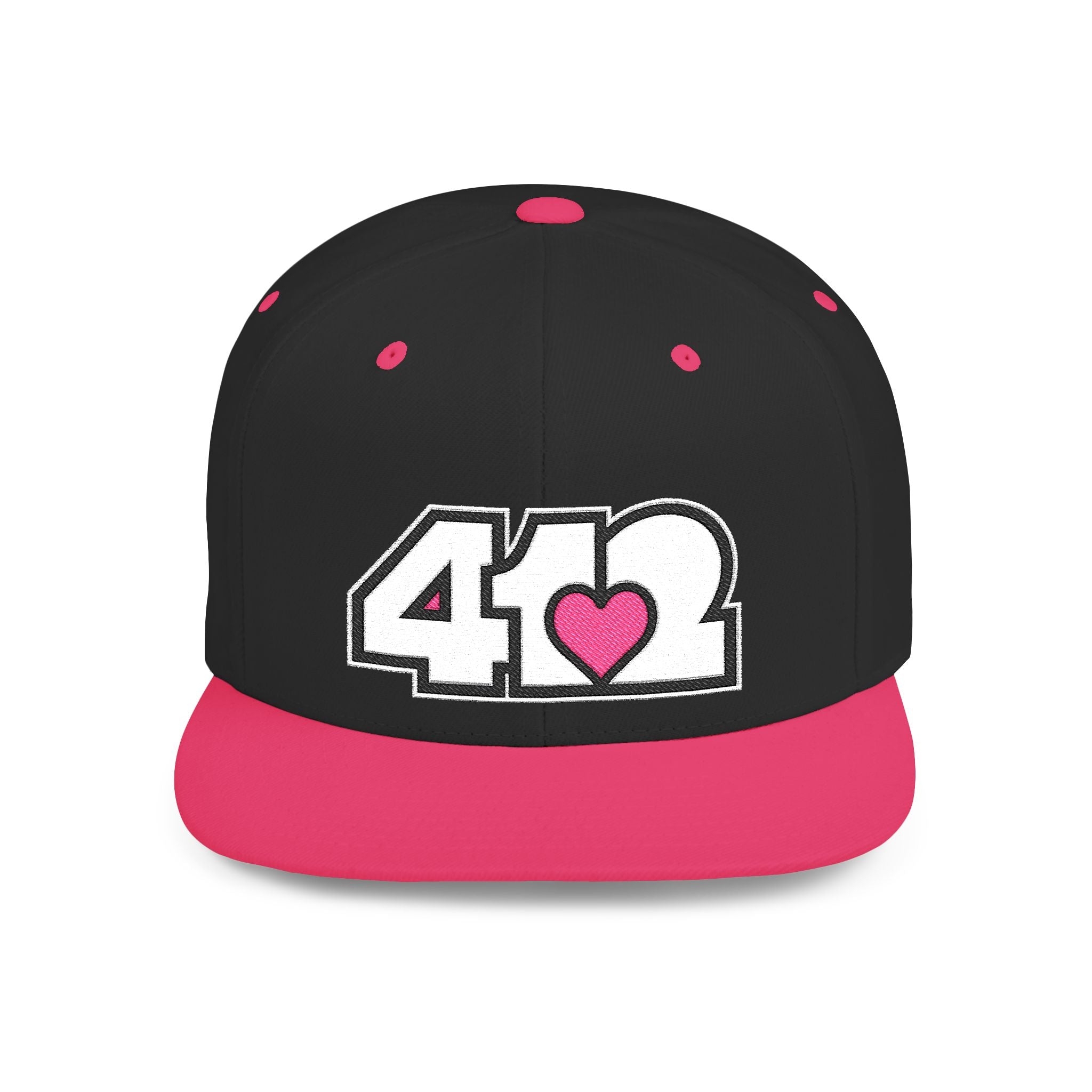 Pittsburgh 412 White & Pink Embroidered Flat Bill Snapback Hat