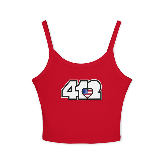 412 Women’s Camisole – Stars & Stripes Heart, White Logo