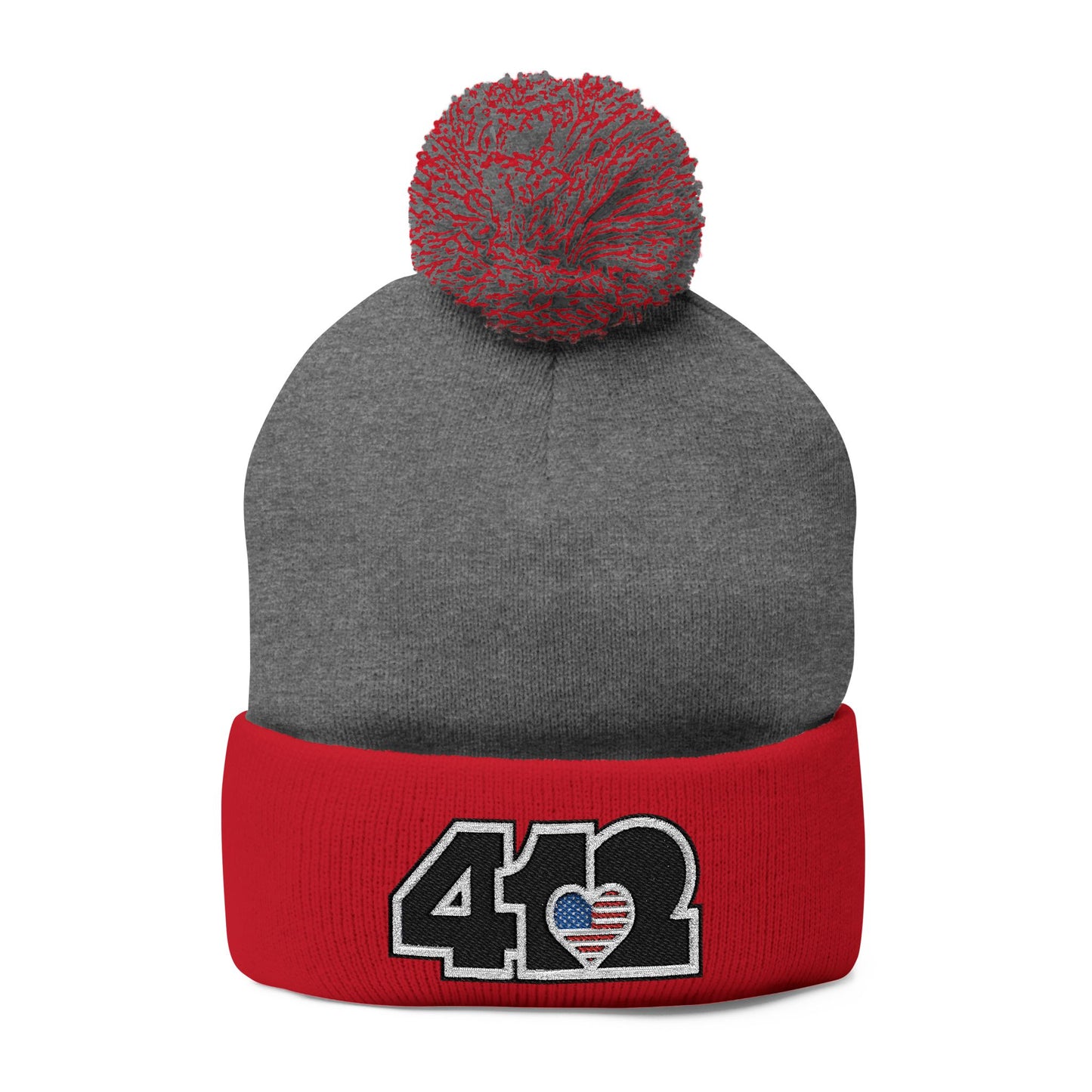412 Bobble Crown - Embroidered Stars & Stripes Heart, Black Logo