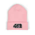 Cozy 412 Cuffed Beanie Hat | Embroidered Stars & Stripes Black Logo. Apparel Color: Baby Pink. Featuring a snug cuffed fit, and soft acrylic for winter style.