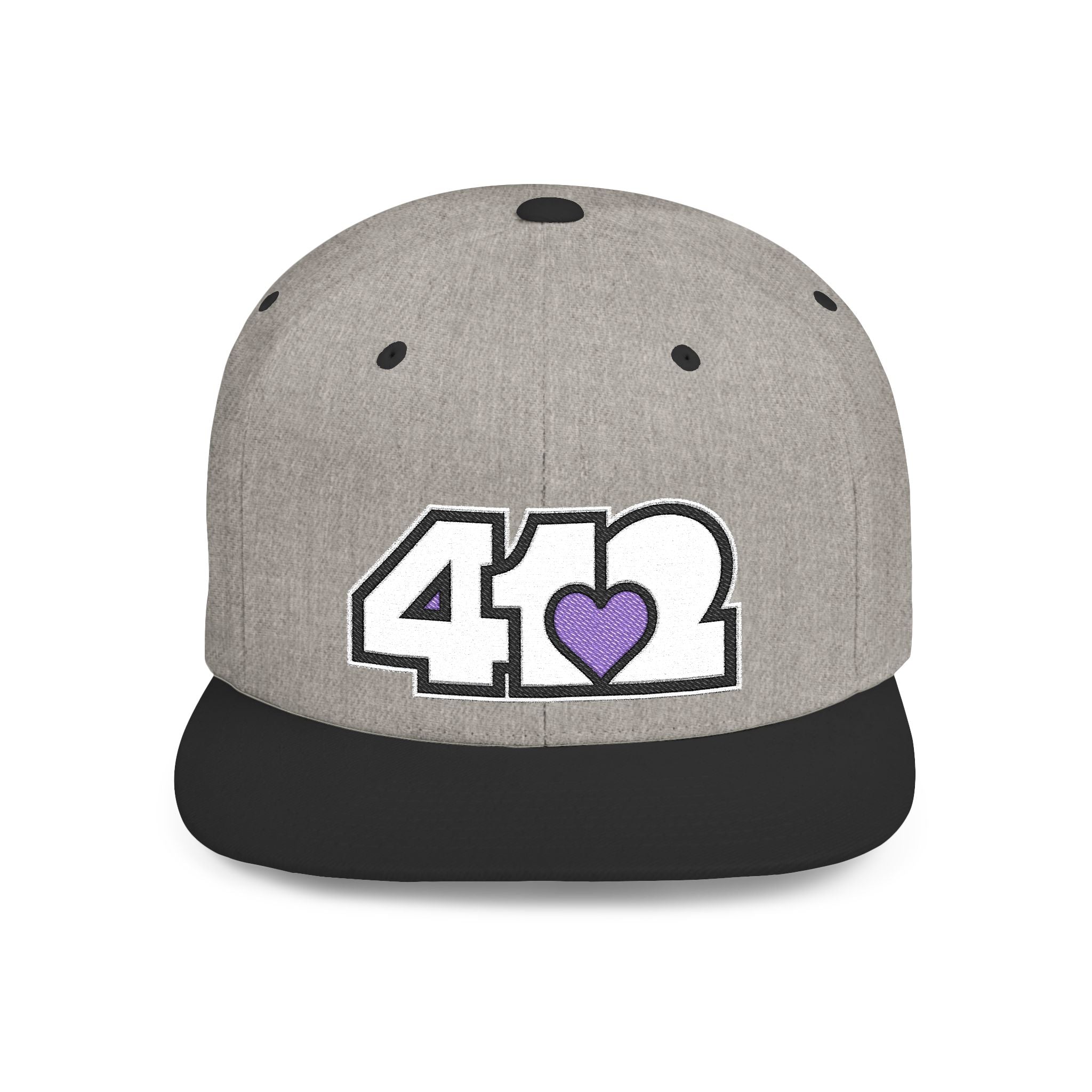 Pittsburgh 412 White & Purple Embroidered Flat Bill Snapback Hat