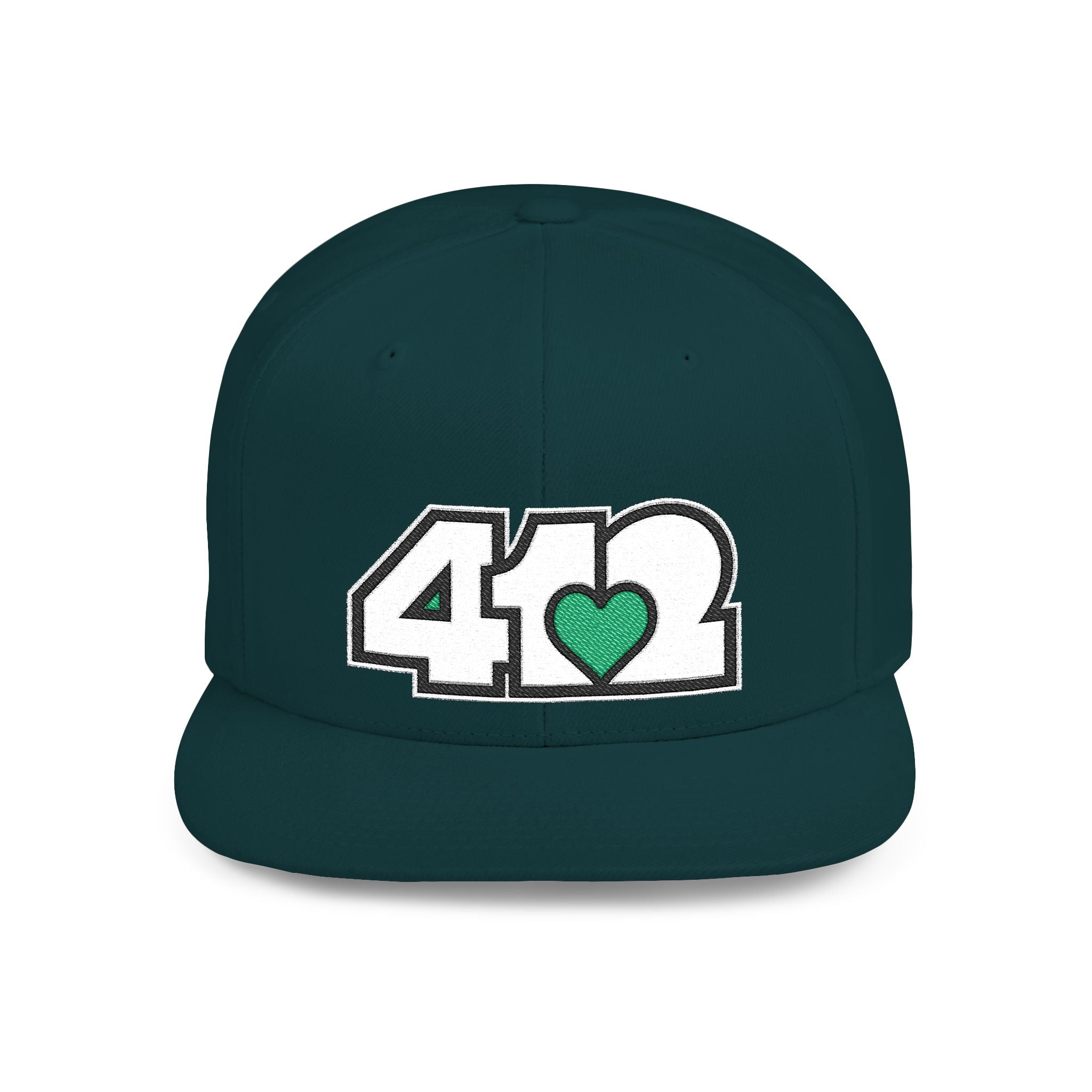 Pittsburgh 412 White & Green Embroidered Flat Bill Snapback Hat