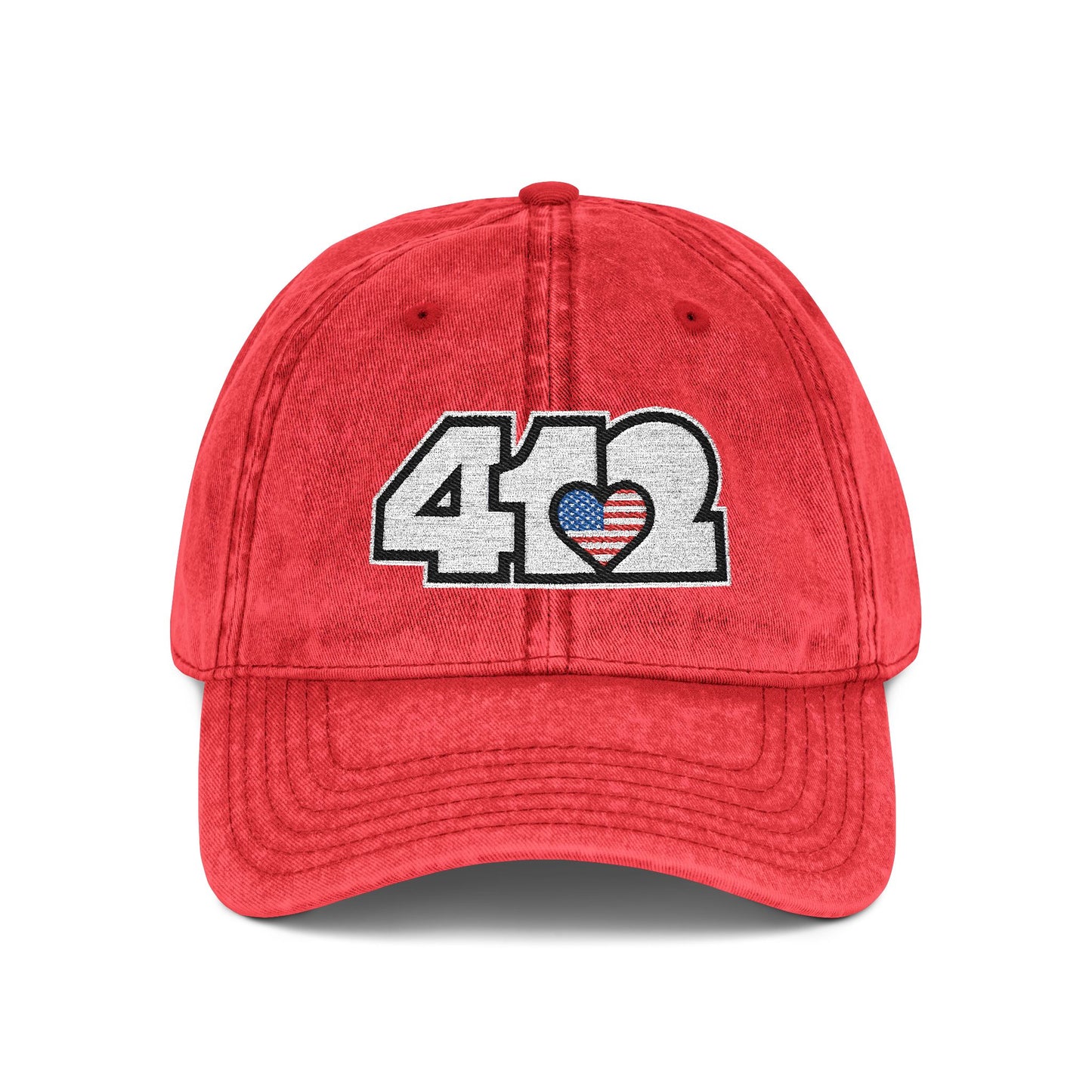 412 Vintage Crown – Embroidered Stars & Stripes Heart, White Logo